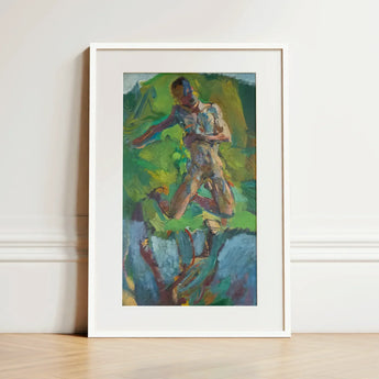 Kneeling Narcissus - Anton Kolig Art Print / Canvas Framed Abstract Painting Dynamic Muscular Figure Rendered Earthy Kolig’s Kneeling,