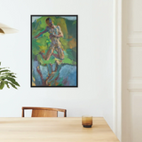 Kneeling Narcissus - Anton Kolig Art Print / Canvas Framed Abstract Painting Nude Figure Motion Vibrant Green Kolig’s Kneeling, Flesh