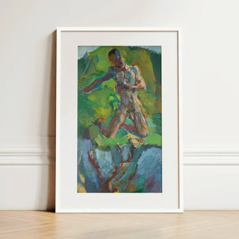 Kneeling Narcissus - Anton Kolig Art Print / Canvas, Kolig’s Kneeling, Flesh Refracted, Myth Suspended