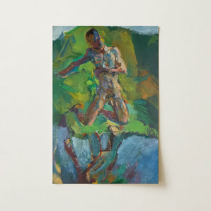 Kneeling Narcissus - Anton Kolig Art Print / Canvas, Kolig’s Kneeling, Flesh Refracted, Myth Suspended