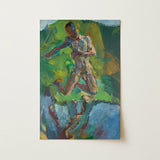 Kneeling Narcissus - Anton Kolig Art Print / Canvas Vibrant Abstract Painting Nude Figure Motion Backdrop Bold Kolig’s, Flesh Refracted,