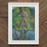 Kneeling Narcissus - Anton Kolig Art Print / Canvas White Framed Abstract Painting Nude Figure Kolig’s, Flesh Refracted, Myth Suspended