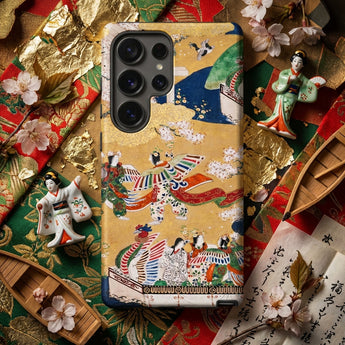 Kocho Chapter - Tale of Genji Heian Period Phone Case Vibrant Gold-leaf Textured Phone Case Intricate Traditional Japanese Kocho Chapter,