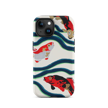 Koi Fish - E.a. Seguy Pochoir Sea Life Phone Case Iphone 15 / Matte Koi Fish Patterned Phone Case Seguy Pochoir Sea, Sea Life, Life Iphone
