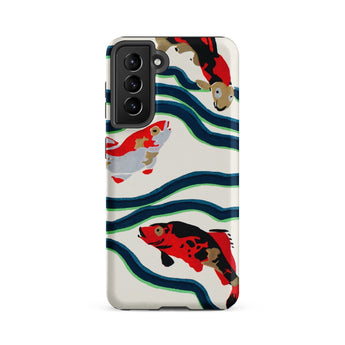 Koi Fish - E.a. Seguy Pochoir Sea Life Phone Case Samsung Galaxy S21 Fe / Matte Vibrant Phone Case Stylized Red Black Koi Fish Seguy