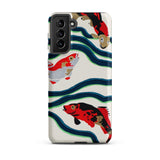 Koi Fish - E.a. Seguy Pochoir Sea Life Phone Case Samsung Galaxy S21 Plus / Matte Vibrant Phone Case Stylized Koi Fish Red Black Seguy