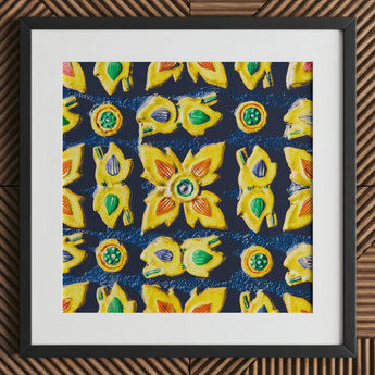 Kosala - Traditioneller Thailand-Mosaik-Kunstdruck / Leinwand, 12x12’’ / 31x31cm / Schwarzer Rahmen / Passepartout, Poster, Drucke & visuelle Kunstwerke, Toby