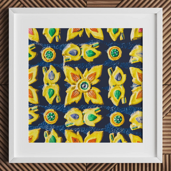 Kosala - Traditioneller Thailand-Mosaik-Kunstdruck / Leinwand, 12x12’’ / 31x31cm / Weißer Rahmen / Passepartout, Poster, Drucke & visuelle Kunstwerke, Toby