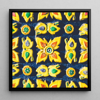 Kosala - Traditional Thailand Mosaic Art Print / Canvas, 12x12’’ / 31x31cm / Black Frame, Posters Prints & Visual Artwork, Toby Leon