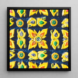 Kosala - Traditional Thailand Mosaic Art Print / Canvas Vibrant Square-framed Artwork Pattern Raised Yellow Floral Circular, Thai Heritage