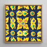 Kosala - Traditional Thailand Mosaic Art Print / Canvas Vibrant Square Canvas Painting Pattern Yellow Three-dimensional Floral Traditional