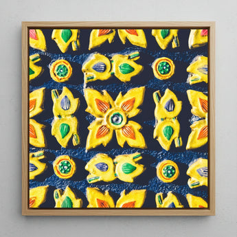 Kosala - Traditional Thailand Mosaic Art Print / Canvas Vibrant Square Painting Pattern Yellow Three-dimensional Floral, Thai Heritage