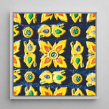 Kosala - Traditional Thailand Mosaic Art Print / Canvas Vibrant Yellow Ceramic Tile Mural Intricate Floral Circular Traditional Thailand