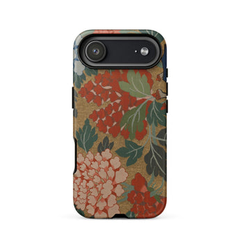 K’ossu Fragment - Qing Dynasty Floral Textile Phone Case Iphone 17 Air / Matte Floral-patterned Phone Case Red Green Hydrangea Blossoms