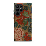 K’ossu Fragment - Qing Dynasty Floral Textile Phone Case Samsung Galaxy S22 Ultra / Matte Phone Case Vibrant Floral Design Red Peach