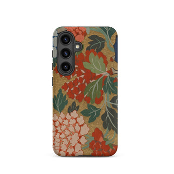 K’ossu Fragment - Qing Dynasty Floral Textile Phone Case Samsung Galaxy S24 / Matte Vibrant Floral Phone Case Bold Red Peach Blossoms Qing
