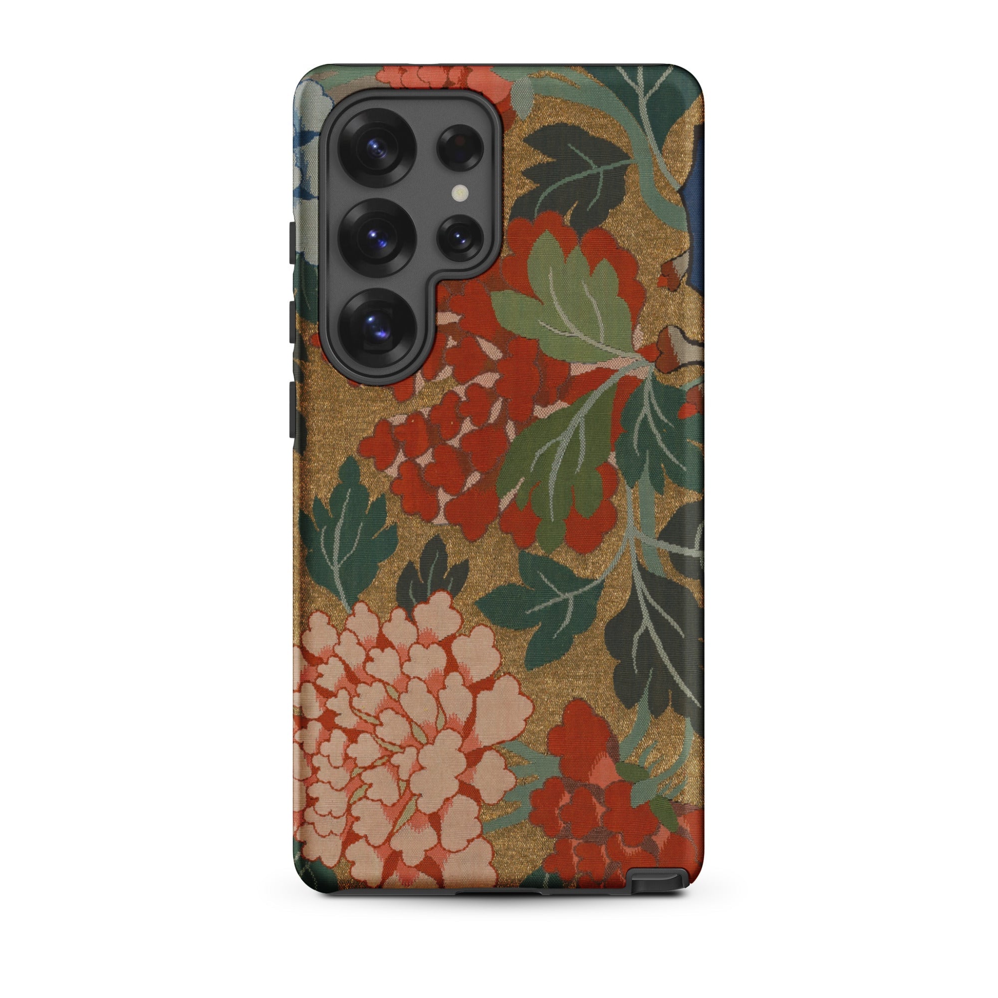 K’ossu Fragment Qing Dynasty Floral Textile Samsung Case, Galaxy S25 Ultra / Matte, Smartphone Floral Patterned Case Red Peach Flowers