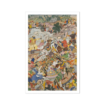 Krishna & Balarama Fighting the Enemy - Harivamsa Art Print / Canvas Intricate Battle Scene Painting Harivamsa Art Print, Silence Ruptured