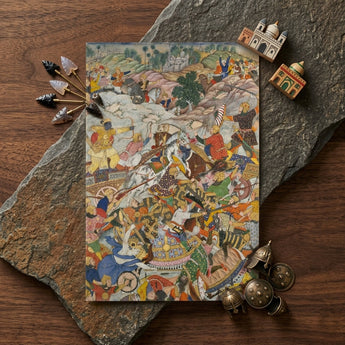 Krishna & Balarama Fighting the Enemy - Harivamsa Art Print / Canvas Vibrant Intricately Illustrated Rectangular Notepad Detailed