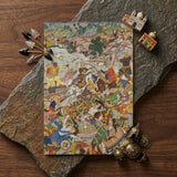 Krishna & Balarama Fighting the Enemy - Harivamsa Art Print / Canvas Vibrant Intricately Illustrated Rectangular Notepad Detailed