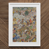 Krishna & Balarma Fighting the Enemy - Harivamsa Art Print / Canvas, 20x30’’ / 51x76cm / White Frame / Matboard, Posters Prints Visual