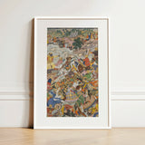 Krishna & Balarma Fighting the Enemy - Harivamsa Art Print / Canvas, 12x18’’ / 31x46cm / White Frame / Matboard, Posters Prints Visual