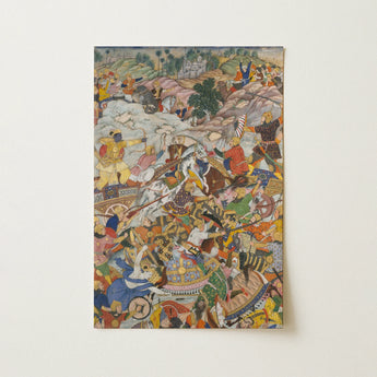Krishna & Balarma Fighting the Enemy - Harivamsa Art Print / Canvas, 12x18’’ / 31x46cm / Unframed / no Border, Posters Prints Visual