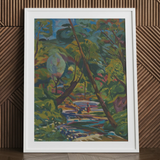 Kubinsky Stream - Stampa d'arte Kubinccan di Arnold Peter Weisz / Tela, 24x32’’ / 61x81cm / Cornice bianca / Passe-partout, Poster, Stampe & Visual