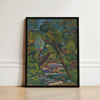 Framed Impressionist-style Painting Lush Forest Scene Vibrant Greens Arnold Peter Weisz, Kubinccan Art Print, Facets, Burnt Ochre