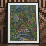 Kubinsky Stream - Arnold Peter Weisz Kubinccan Art Print / Canvas Black Framed Artwork Vibrant Green Blue Foliage River, Facets, Burnt