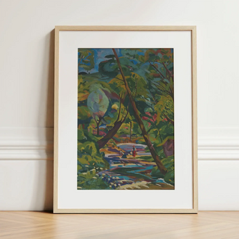 Kubinsky Stream - Arnold Peter Weisz Kubinccan Art Print / Canvas Framed Impressionist-style Landscape Painting Lush Green Trees Stream
