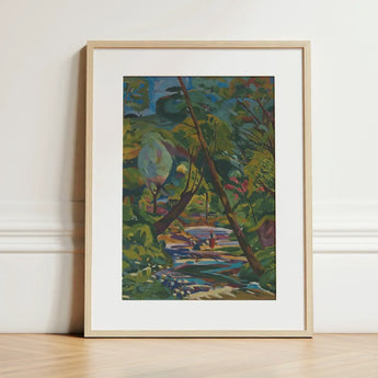 Kubinsky Stream - Arnold Peter Weisz Kubinccan Art Print / Canvas Framed Impressionist-style Landscape Painting Lush Green Trees, Facets,