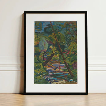 Kubinsky Stream - Arnold Peter Weisz Kubinccan Art Print / Canvas Vibrant Impressionistic Landscape Painting Sleek Black Frame White,