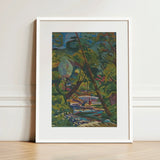Kubinsky Stream - Arnold Peter Weisz Kubinccan Art Print / Canvas White-framed Vibrant Impressionistic Landscape Lush Green, Facets, Burnt