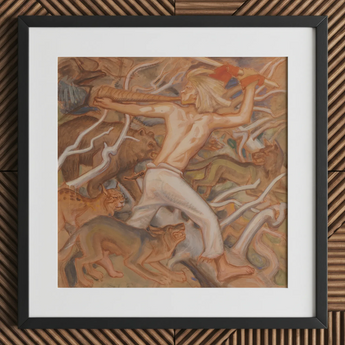 Kullervo Herding His Wild Flocks - Akseli Gallen-kallela Art Print / Canvas, 12x12’’ / 31x31cm / Black Frame / Matboard, Posters Prints &