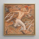 Kullervo Herding His Wild Flocks - Akseli Gallen-kallela Art Print / Canvas Square-framed Oil Painting Muscular Blonde Figure White Pants,