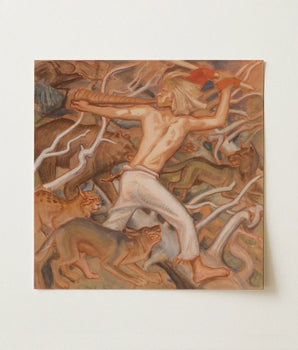 Square Canvas Painting Dynamic Scene Nude Figure Motion Kullervo Herding, Wild Flocks, Akseli Gallen-kallela’s, Tears, Finnish Oral