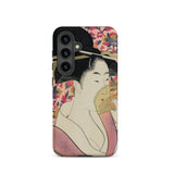 Kushi - Kitagawa Utamaro Ukiyo-e Phone Case Samsung Galaxy S24 / Matte Phone Case Detailed Illustration Traditional Japanese Geisha Black