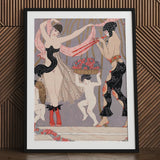 La Danse Des Fleurs - George Barbier 1920s Art Print Deco Framed Two Stylized Figures Black Georges Barbier’s, Mesmerizing Pochoir, Prints