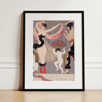 La Danse Des Fleurs - George Barbier 1920s Art Print, 12x16’’ / 31x41cm / Black Frame / Matboard, Posters Prints & Visual Artwork, Toby Leon