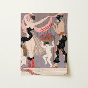 La Danse Des Fleurs - George Barbier 1920s Art Print Deco-style Illustrated Notepad Stylized Figures Black Pink Georges Barbier’s,