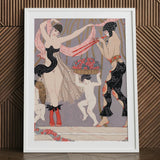 La Danse Des Fleurs - George Barbier 1920s Art Print Framed Deco-style Illustration Two Elegantly Dressed Figures Georges Barbier’s,