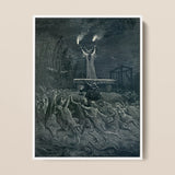 La Danse Du Sabbat - Emile Bayard Art Print / Canvas Black White Dramatic Scene Figures Torment Framed Simple, Horned Officiant Towers,