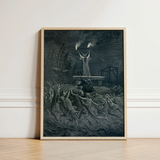 La Danse Du Sabbat - Emile Bayard Art Print / Canvas Framed Black-and-white Dramatic Scene Figures Dark Intricate Linework, Horned