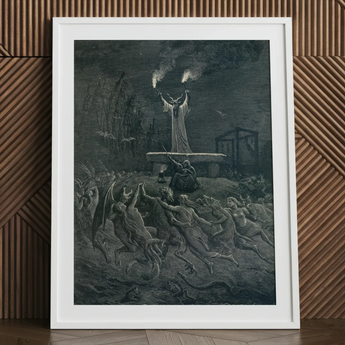 La Danse Du Sabbat - Emile Bayard Art Print / Canvas Framed Dark Fantasy Art Print Danse Sabbat, Horned Officiant Towers, Emile Bayard