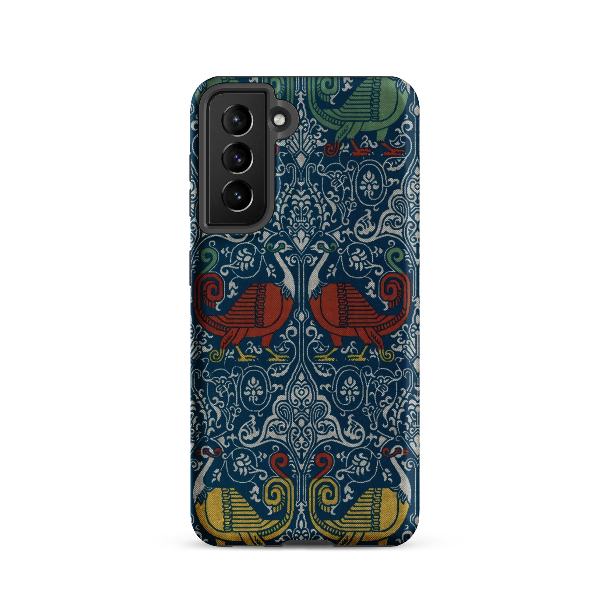 La Decoration Arabe 11 - Emile Prisse D’avennes Samsung Case, Galaxy S21 / Matte, Dark Blue Phone Case Pattern Stylized Red Birds