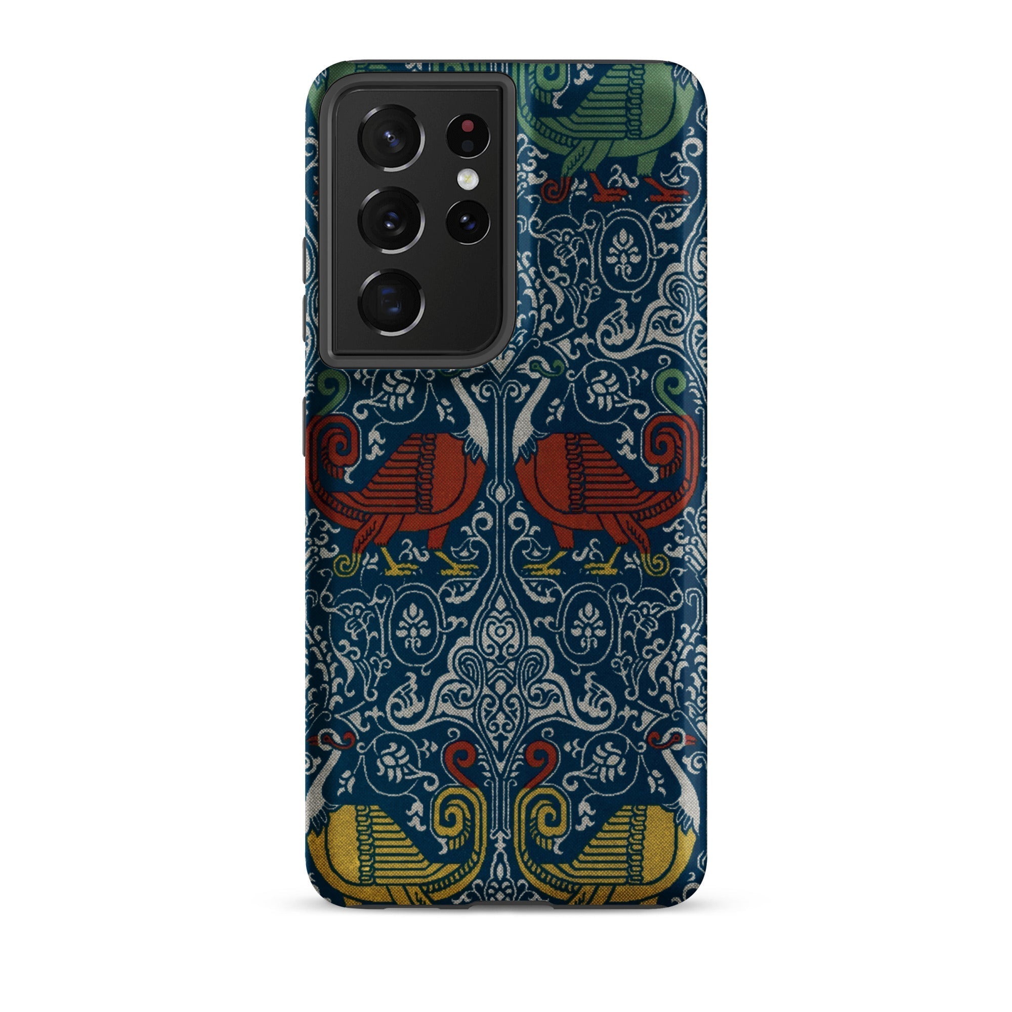 La Decoration Arabe 11 - Emile Prisse D’avennes Samsung Case, Galaxy S21 Ultra / Matte, Phone Case Dark Blue Background Pattern Stylized Red