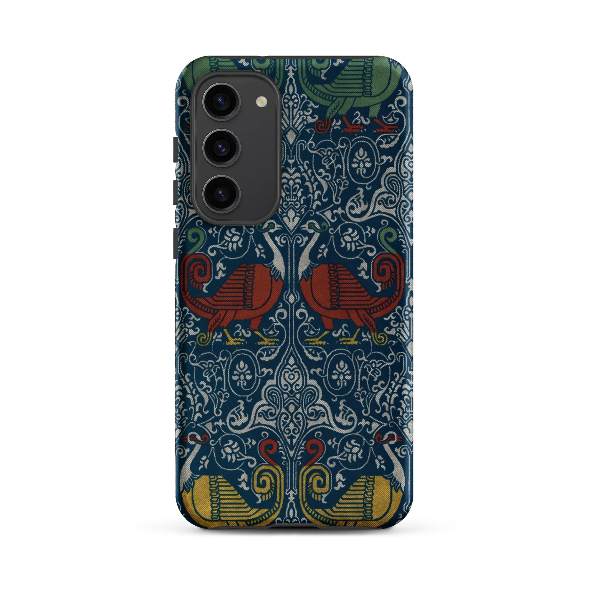 La Decoration Arabe 11 - Emile Prisse D’avennes Samsung Case, Galaxy S23 / Matte, Dark Blue Phone Case Intricate Pattern Stylized Red