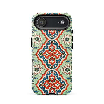 La Decoration Arabe 21 - Emile Prisse D’avennes Phone Case Iphone 17 Air / Matte Green Blue Floral Patterned Phone Case Geometric Design