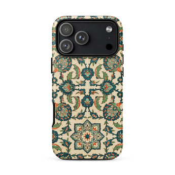 La Decoration Arabe 23 - Emile Prisse D’avennes Phone Case Iphone 17 Pro Max / Matte Beige Teal Floral Patterned Phone Case Textured Finish